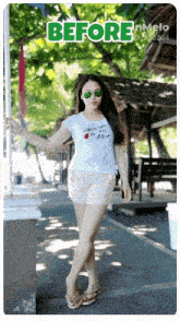 a woman wearing sunglasses and a shirt that says wake up to art
