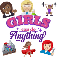 girls can do anything woman power joypixels gender equality girl power