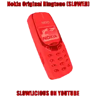 a red nokia phone with the words nokia original ringtone slowed slowlicious on youtube below it