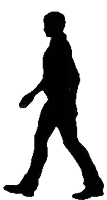 a silhouette of a man walking on a white background ..