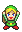a pixel art of link from the legend of zelda holding a sword .
