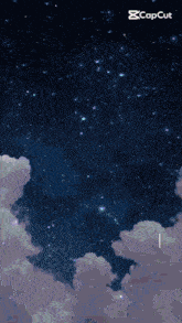 a drawing of a person 's face surrounded by clouds with the words capcut at the top