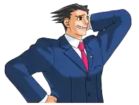 a cartoon drawing of a man in a suit and tie with his hand behind his head