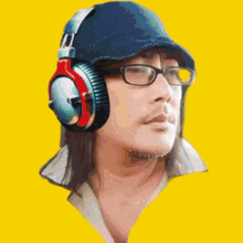 a man wearing headphones and a hat with the name carson written on it