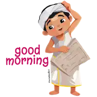 a cartoon of a man holding a newspaper with the words good morning written below him