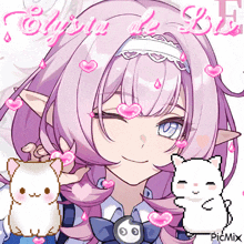 a picture of a girl with pink hair and the name elysia de lis