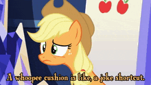 a picture of a pony with the words " a whoopee cushion is like a joke shortcut "