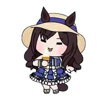 a cartoon of a girl wearing a straw hat eating ice cream