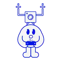 a cartoon character with a camera on his head