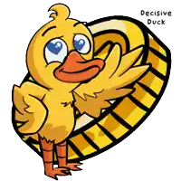 a cartoon of a yellow duck with the words decisive duck above it