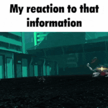 a screenshot of a video game with the words my reaction to that information