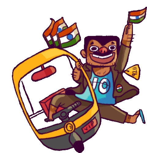 Patriotic Rickshawala Dangles From His Rickshaw To Wave The Flag Of India Sticker - Mumbai Ka Boss Flag Of India Google Stickers