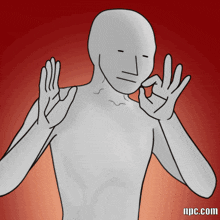 a cartoon drawing of a man making an ok sign with his hands