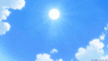 a cartoon character looking up at the sun