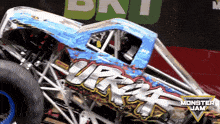 a monster jam logo is on the side of a truck