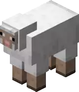 a sheep in minecraft with a pink nose and brown legs .