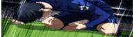 a soccer player is laying on the ground in a cartoon .