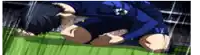 a soccer player is laying on the ground in a cartoon .