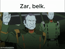 a picture of a man with the words zar, belk written above him