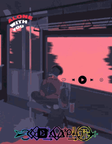 a pixel art of a person sitting on a bench with the word explode on the bottom right