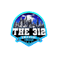 a logo for the 312 roleplay chicago with a city skyline in the background