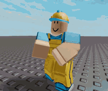 a cartoon character is wearing a hard hat and overalls