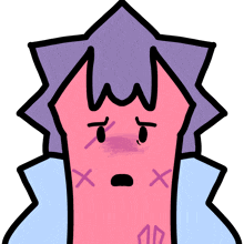 a cartoon drawing of a person with a purple star on their head