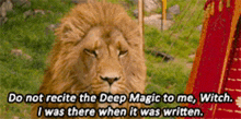 a lion says do not recite the deep magic to me witch i was there when it was written .