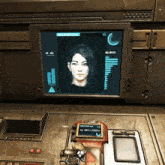 a computer monitor displays a picture of a woman 's face and the word director on it