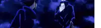 two anime characters are standing next to each other in the dark and one of them is wearing a mask .