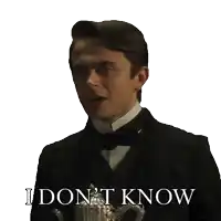 a man in a tuxedo says " i don 't know "
