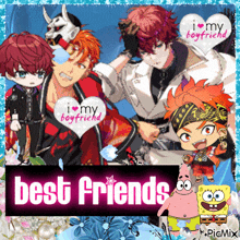 a collage of anime characters including spongebob and patrick