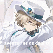 a drawing of a boy with the words aventurine de dant written below him