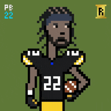 a pixel art of a football player wearing the number 22