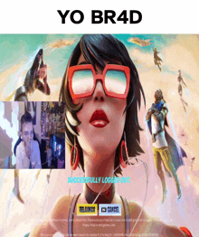 a picture of a woman with red glasses and the words yo br4d