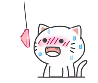 a cartoon drawing of a cat with sweat coming out of its eyes
