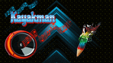 the word kayakman is on a dark background