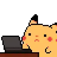 a pixel art drawing of a cat sitting at a desk with a laptop .