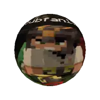 a ball with a picture of a man on it and the word cubfan on it
