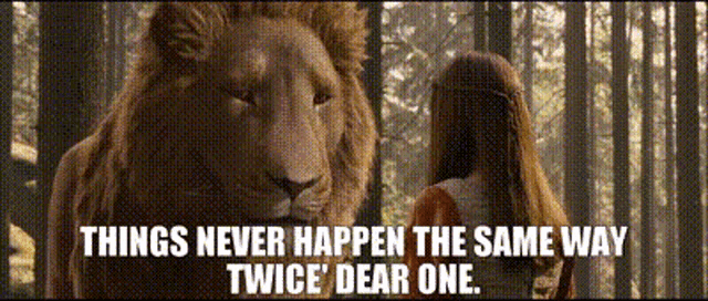 for narnia and for aslan — things never happen the same way twice, dear  one.
