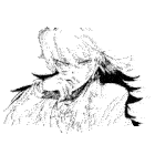 it is a black and white drawing of a woman with long hair .