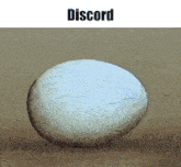a drawing of a white egg with the word discord above it