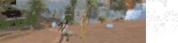 a blurry picture of a person in a video game holding a sword
