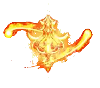 a painting of a flame that looks like a shield