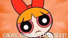 okay girls this is it written on a cartoon character