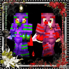 a picture of two minecraft characters in a frame with picmix written in the corner