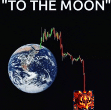 a poster that says " to the moon " with the earth and a graph