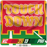 a football game between kc and phi is being played