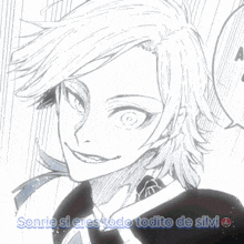 a drawing of a man with the words sonrie si eres todo todito de silvi
