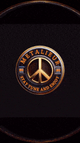 a metalieur logo with a peace sign in the middle